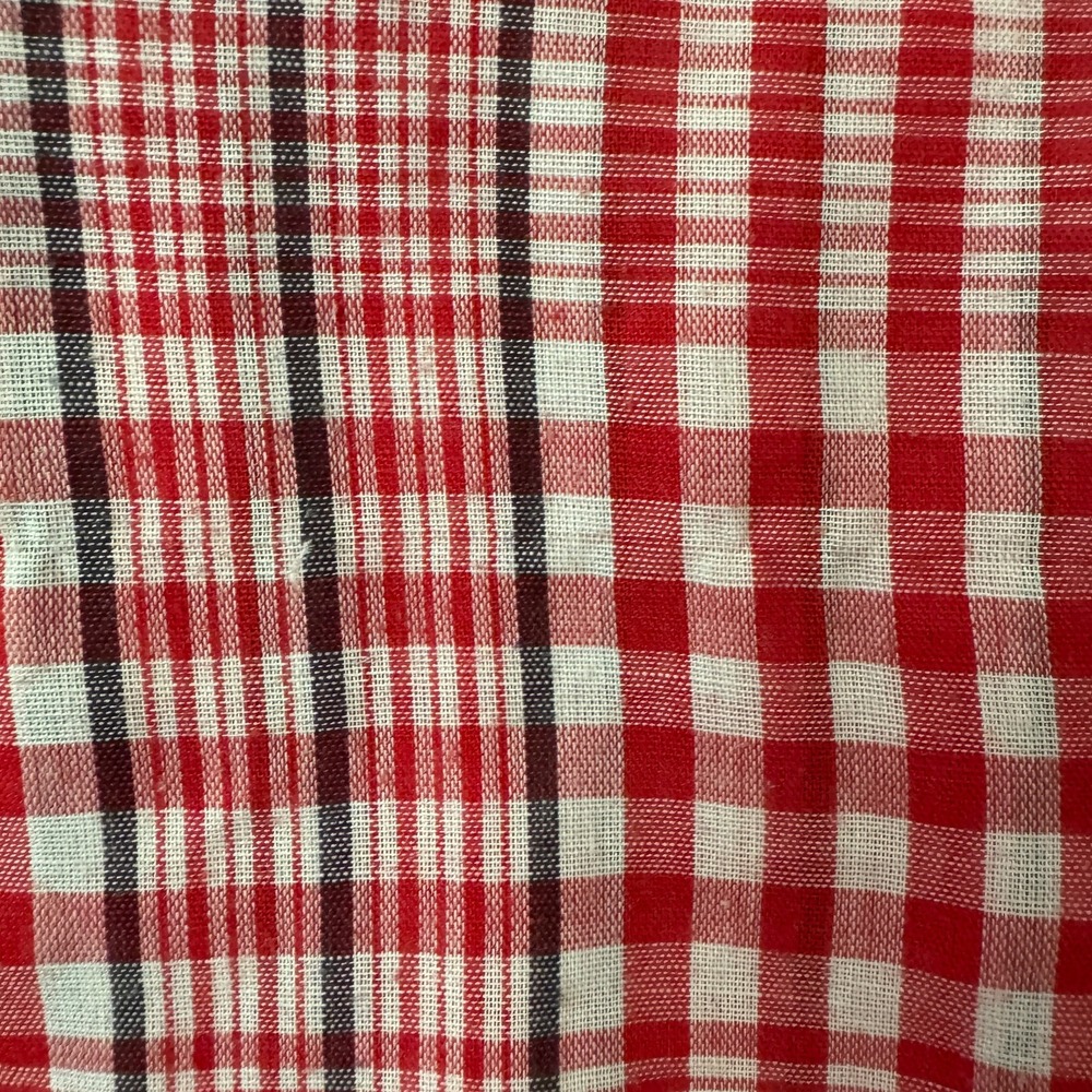 Vintage 70s‎ Short Sleeves Plaid Shirt Elevated Basics Red Dagger Collar Cotton - Picture 6 of 8